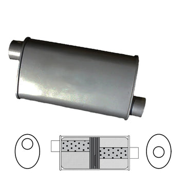 8" x 4" Oval, 14" Long, 2 1/4" Offset/Centre, Glass Packed - Baffled - Brixton 4x4 - Buy Online Now!
